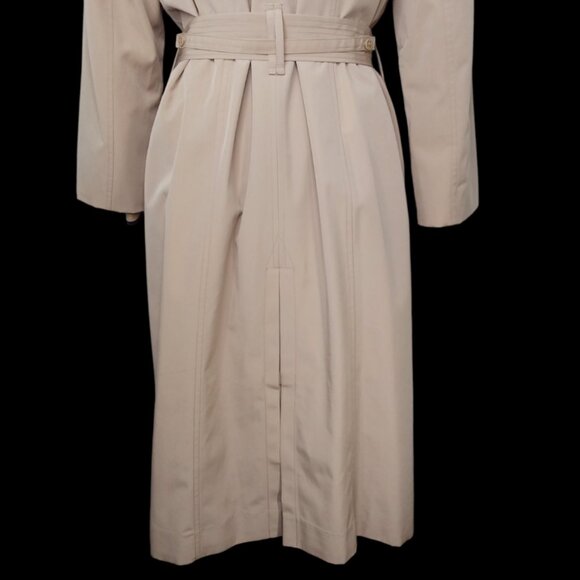 London Fog Maxi Trench Coat Size Large Hooded Belt Removable Liner Khaki - Picture 10 of 16